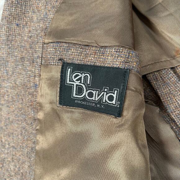 Vintage Fioravanti Brown Tweed Wool Blazer Elbow Patches Union Made USA - Picture 6 of 8